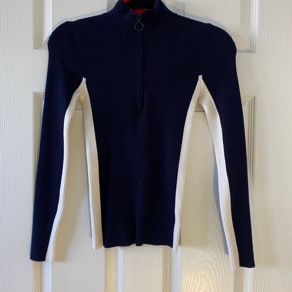 Navy blue Anthropologie quarter zip sweater size XS
